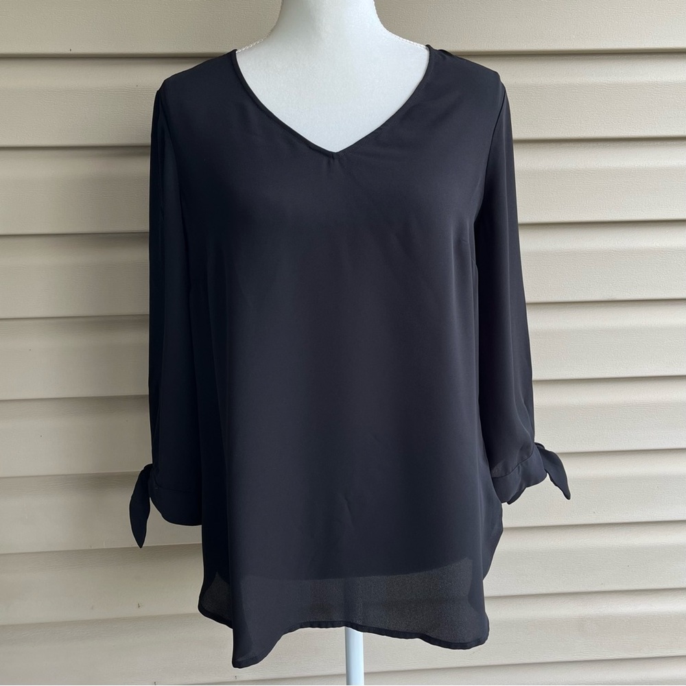 •Talbots• Tie Detail Sleeve Popover Blouse - Size Small